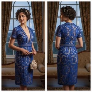 Missguided 4 Dark Romantic Whimsigoth Lace Plunge Neckline Party Cocktail Dress